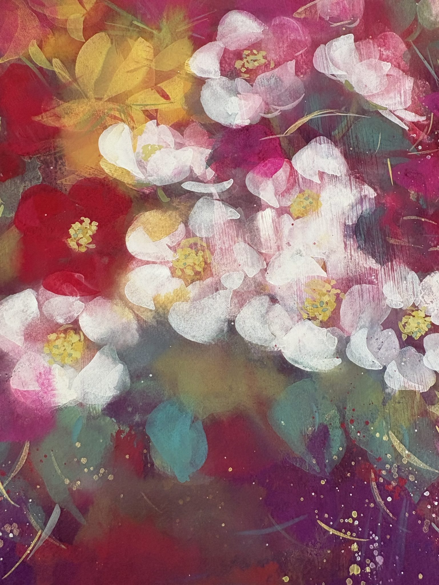 1月の教室 | 堀井かずえ | 花の絵ファンタジック水彩画